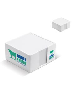 Praktische Zettelbox mit weißem Papier (ab 100 Stück)