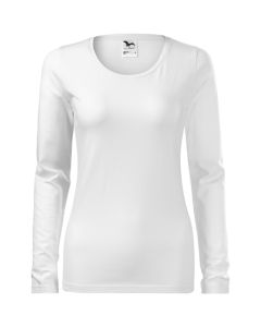 Damen Langarmshirts Slim weiß (ab 50 Stück)