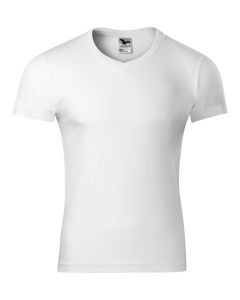 Herren T-Shirt Slim Fit V-Neck weiß (ab 50 Stück)
