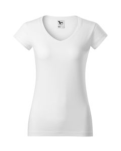 Damen T-Shirt Fit-V-Neck weiß (ab 50 Stück)
