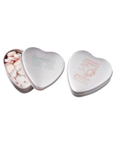 Herzbonbons ca. 80 gr, große Blechdose Herz (ab 250 Stück)