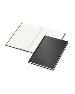Recycling Note Book DIN A4 mit schwarzer Ton-in-Ton-Prägung auf schwarzem Einband