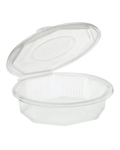 Menüboxen mit Klappdeckeln ohne Druck, PP 21,5 x 21,5 cm transparent 8-eckig (ab 300 Stück)
