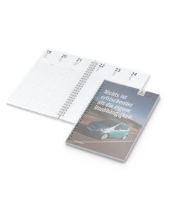 Buchkalender Media Wire-O mit Werbeseite bedrucken