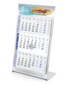 Tischkalender Stahl-Optik als Metall Aufstellkalender Steel Complete für Büro mit eigenem Logo bedrucken