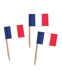 Käsepicker, Partypicker, Frankreich, Spieße, Party, Partydeko, Dekoration, Dekorationen, Kanapee, Canapé, Fahne, Flagge, Kostprobenpicker, Miniflagge, Miniflaggen, Minifahne, Minifahnen, Holzpicker, Picker