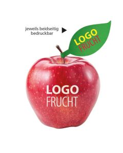 Apfel mit Logo und Schild bedrucken