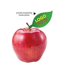 Apfel mit Schild als Apfelblatt Anhänger bedrucken