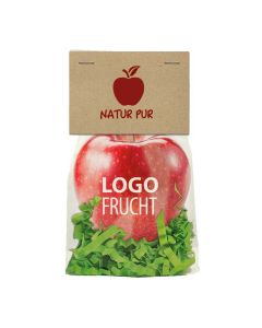 Apfel im Standbeutel bedrucken als Werbeartikel