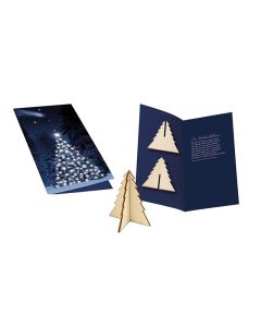 Weihnachtliche Karte mit Holz-Stecktanne bedrucken