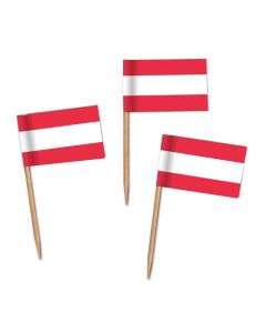 Käsepicker, Partypicker, Spieße, Party, Partydeko, Dekoration, Dekorationen, Kanapee, Canapé, Fahne, Flagge, Kostprobenpicker, Miniflagge, Miniflaggen, Minifahne, Minifahnen, Holzpicker Österreich Fahne, Picker Österreichflagge