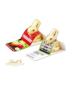 Lindt Goldhase im Werbeaufsteller bedrucken