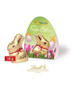 Lindt Goldhase im Werbedisplay als Schoko Osterbote bedrucken