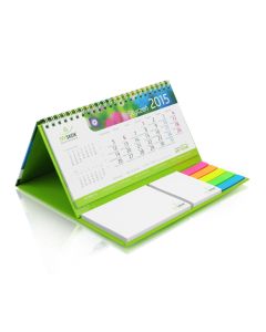 Tischkalender mit Spiralbindung und und Haftnotizen als Aufsteller (ab 250 Stück)