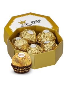 8-eckige Geschenkbox mit Rocher als Inhalt bedrucken