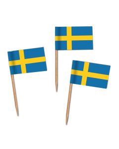 Käsepicker, Partypicker, Spieße, Party, Partydeko, Dekoration, Dekorationen, Kanapee, Canapé, Fahne, Flagge, Kostprobenpicker, Miniflagge, Miniflaggen, Minifahne, Minifahnen, Holzpicker Schweden Fahne, Picker Schwedenflagge