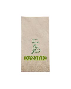 Serviette 40cm im 1/8 Falz mit Organic True Bio Food eigenem Logo bedrucken im Öko Look