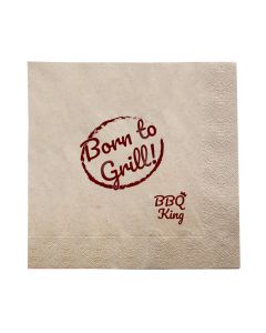 Serviette 40cm Born to Grill BBQ King bedrucken im Öko Look