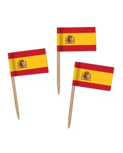 Käsepicker, Partypicker, Spanien, Spieße, Party, Partydeko, Dekoration, Dekorationen, Kanapee, Canapé, Fahne, Flagge, Kostprobenpicker, Miniflagge, Miniflaggen, Minifahne, Minifahnen, Holzpicker, Picker, Spanien, España