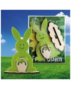 Karte mit Steckfigur Schaf als Lamm aus Filz und Holz Werbeartikel