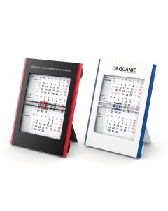 Tischkalender schwarz/rot oder weiß/blau bedrucken