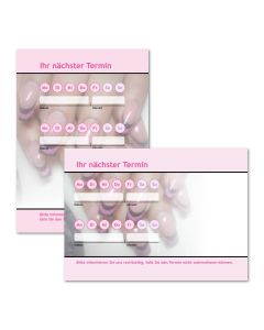 Terminzettel Nagelstudio Pink mit Logo als Terminblock A7, 50 Blatt (ab 50 Stück)