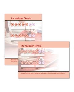 Terminzettel Nagellack Rot mit Logo als Terminblock A7, 50 Blatt (ab 50 Stück)