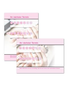 Terminzettel Kosmetik Pink mit Logo als Terminblock A7, 50 Blatt (ab 50 Stück)