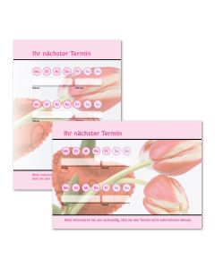 Terminzette: Blume Pink mit Logo als Terminblock A7, 50 Blatt (ab 50 Stück)