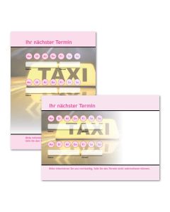 Terminzettel Taxi Pink mit Logo als Terminblock A7, 50 Blatt (ab 50 Stück)