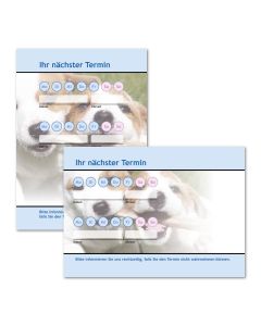 Terminzettel Hund mit Logo als Terminblock A7, 50 Blatt (ab 50 Stück)