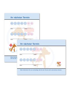 Terminzettel mit Tieren und Logo als Terminblock A7, 50 Blatt (ab 50 Stück)