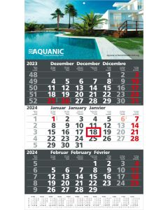 Wandkalender Ultra 3 mit grauem Kalendarium