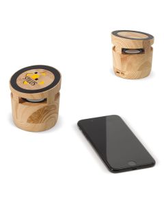 3W Lautsprecher in Holzoptik &amp; 5W Kabelloses Ladegerät