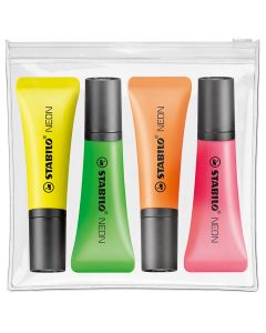 STABILO NEON 4er Zip-Etui Leuchtmarkierer