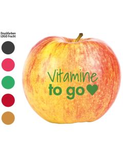 Bedruckter Apfel mit "Vitamine to go"