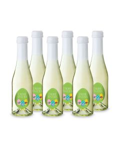 Oster-Piccolo - 6 x Secco Piccolo 0,2 l - Flasche klar, Kapsel weiß