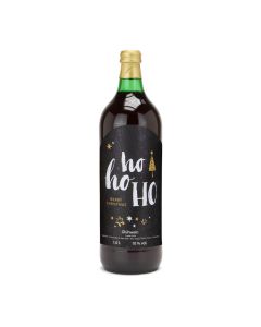 Glühwein - Flasche grün, mit Schraubverschluss, 1 l - Motiv: HOHOHO