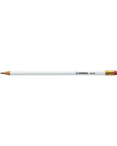 STABILO Grafitstift weiß mit Radiergummi