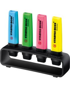 STABILO BOSS ORIGINAL 4er Tisch-Set Leuchtmarkierer, schwarz