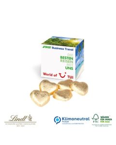 Werbewürfel mit süßer Füllung Lindt Herzen 25g (ab 150 Stück)