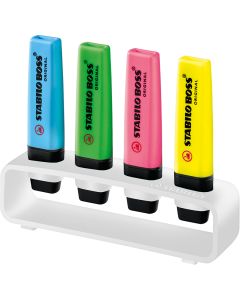 STABILO BOSS ORIGINAL 4er Tisch-Set Leuchtmarkierer, weiß