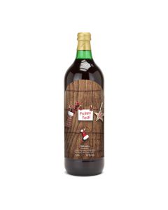 Glühwein - Flasche grün, mit Schraubverschluss, 1 l - Motiv: Frohes Fest