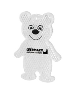 Sicherheitsreflektor Bär individuell mit Logo bedruckt.