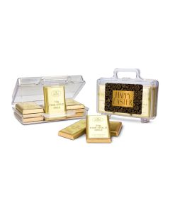 Frohe Ostern Goldkoffer mit 12 Goldbarren, Edelvollmilch-Schokolade (120 g)