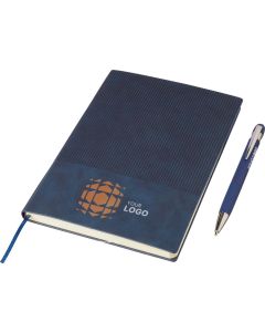 Recyceltes PU-Notizbuch (A5) und Kugelschreiber-Set Tarek