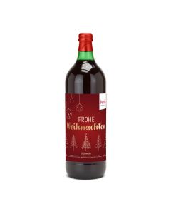 Glühwein - Flasche grün, mit Schraubverschluss, 1 l - individuelles Etikett