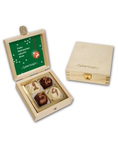 Trüffeladventskalender 4er Holzkiste (ab 100 Stück)