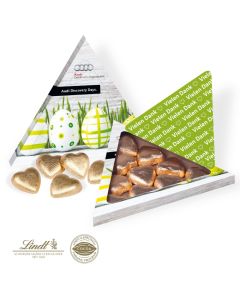Präsentverpackung Trend mit Lindt Schokoherzen bedrucken (ab 100 Stück)