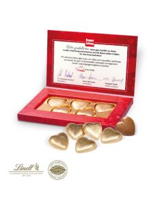 Lindt Schokoherzen in Präsentbox Business bedrucken (ab 100 Stück)